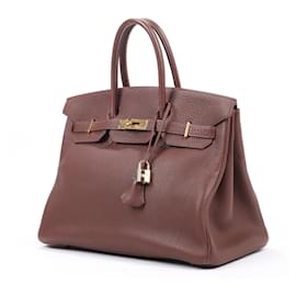 Hermès-HERMES BIRKIN 35 Togo Marron Foncé Gold Metal Fittings E: 2001-Brown