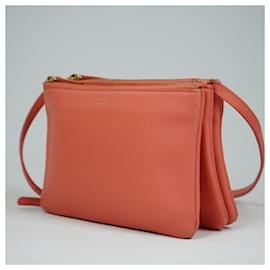 Céline-CELINE Small Trio Crossbody Bag in Coral-Pink