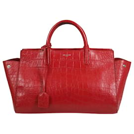 Saint Laurent-Yves Saint Laurent Rive Gauche Cabas Small Tote Bag-Red