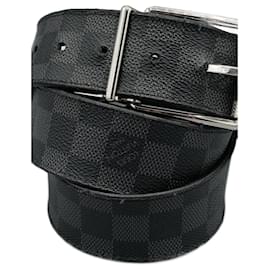 Louis Vuitton-Cinturón a Cuadros Negros y Grises-Black