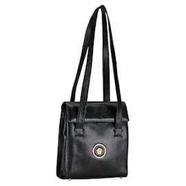 Versace-Versace Medusa Leather Tote Bag in Very Good Condition-Black