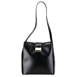 Salvatore Ferragamo-Salvatore Ferragamo Vara Leather Shoulder Bag AF-21 8250 in Very Good Condition-Black