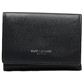 Yves Saint Laurent-Yves Saint Laurent Leather Trifold Wallet Leather Short Wallet in Good condition-Other