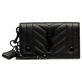 Yves Saint Laurent-Yves Saint Laurent Quilted Leather Chain Flap Wallet Leather Shoulder Bag 452897  in good condition-Other