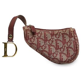 Dior Trotter Saddle Canvas Coin Case Red Red