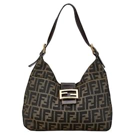 Fendi-Fendi Zucca Canvas Mamma Baguette Sac à bandoulière Sac à bandoulière en toile 26569 en bon état-Autre