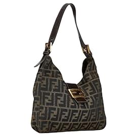 Fendi-Fendi Zucca Canvas Mamma Baguette Sac à bandoulière Sac à bandoulière en toile 26569 en bon état-Autre