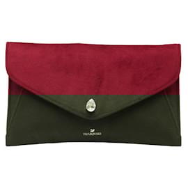 Swarovski-Pochette en daim Swarovski rouge-Rouge