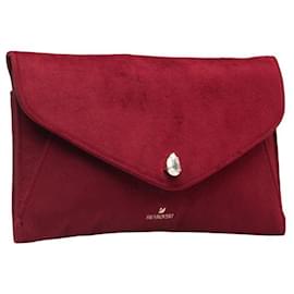 Swarovski-Pochette en daim Swarovski rouge-Rouge