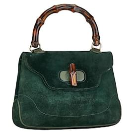 Gucci-Gucci Suede Bamboo Handbag  Leather Handbag in Good condition-Other
