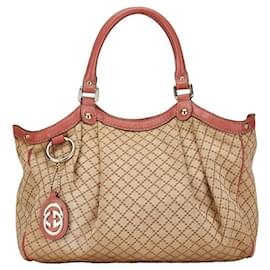 Gucci-Gucci Diamante Canvas Sukey Tote Bag  Canvas Tote Bag 211944.0 in fair condition-Other