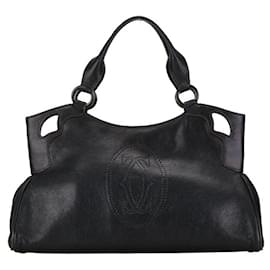 Cartier-Cartier Cutout Leather Marcello Shoulder Bag MM Leather Handbag in Good condition-Other