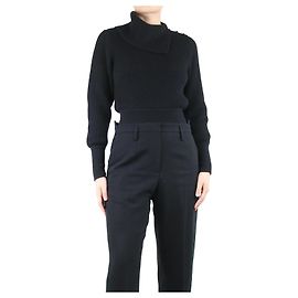 Alaïa Schwarzer kurzer Rippenpullover - Größe UK 10 Schwarz