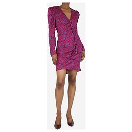 Veronica Beard Lila Minikleid aus Seide mit Blumendruck – Größe UK 6 Lila