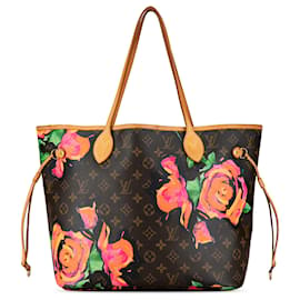 Louis Vuitton-Louis Vuitton Marron Monogram Roses Neverfull MM-Marron