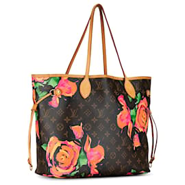 Louis Vuitton-Louis Vuitton Marron Monogram Roses Neverfull MM-Marron