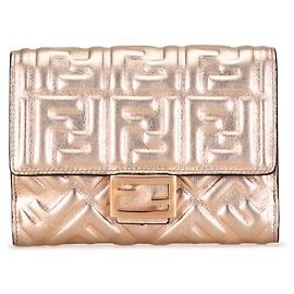 Fendi Gold Zucca Embossed Compact Wallet Golden