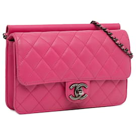 Chanel-Chanel Pink Medium Quilted Lambskin Crossing Times Flap-Pink