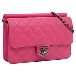 Chanel-Rabat Crossing Times en cuir d'agneau matelassé moyen rose Chanel-Rose