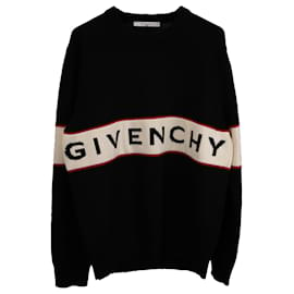 Givenchy-Givenchy Intarsia Knit Logo Sweater in Black Wool-Black