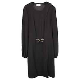 Lanvin-Lanvin Swan Belt Dress in Black Wool-Black