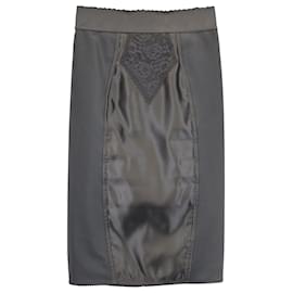 Dolce & Gabbana-Dolce & Gabbana Midi Pencil Skirt in Black Satin-Black