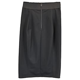 Dolce & Gabbana-Dolce & Gabbana Midi Pencil Skirt in Black Satin-Black