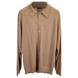 Camisa de malha de manga comprida Prada em lã marrom Marrom Vermelho