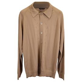 Prada-Prada Long Sleeve Knit Shirt in Brown Wool-Brown,Red