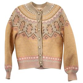 LoveShackFancy Honeypie Boyfriend Cardigan aus gelber Wolle Gelb