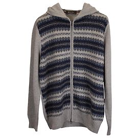 Loro Piana Fair Isle-Kapuzenpullover mit Reißverschluss aus grauem Kaschmir Grau