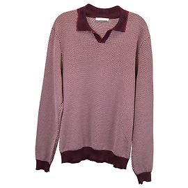 Autre Marque señor p. Polo de manga larga slim fit en punto de nido de abeja de algodón rojo Roja Burdeos