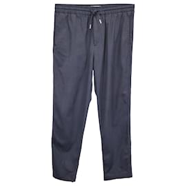 Autre Marque-Mr P. Tapered Twill Drawstring Trousers in Navy Blue Lyocell-Blue,Navy blue