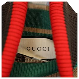 Gucci-Gucci GG Jacquard Turtleneck in Brown Wool-Brown,Red