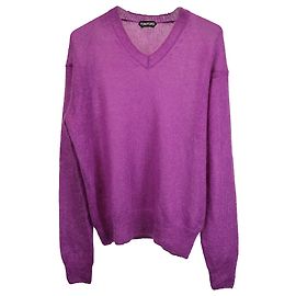 Tom Ford V-Ausschnitt-Pullover aus lila Wolle Lila