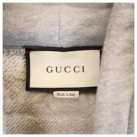 Gucci-Gucci Vintage Logo Embroidered Pullover Hoodie In Grey Cotton-Grey
