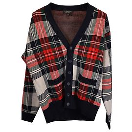 Burberry Check Cardigan aus roter Wolle Rot Bordeaux