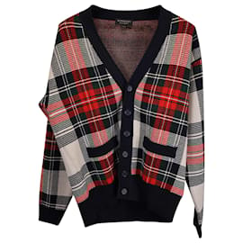 Burberry-Burberry Check Cardigan in Red Wool-Red,Dark red
