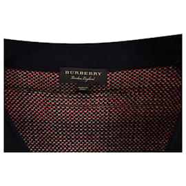 Burberry-Burberry Check Cardigan in Red Wool-Red,Dark red