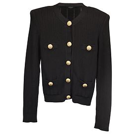 Cardigan Tricoté Balmain en Viscose Noir Noir