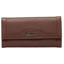 Gucci-Gucci Leather Trifold Wallet Leather Long Wallet 294977 in good condition-Other