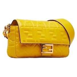 Fendi-Fendi Zucca Embossed Leather Baguette Leather Shoulder Bag 8BR600 in good condition-Other