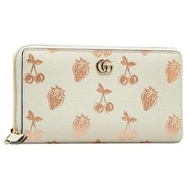 Gucci-Carteira Gucci GG Marmont Zip Around Carteira Longa de Couro 456117 Em uma boa condição-Outro