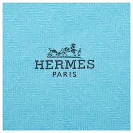 Hermès-Hermes Cashmere Silk Scarf 110cm x 37cm Rosanji in Great Condition-Blue