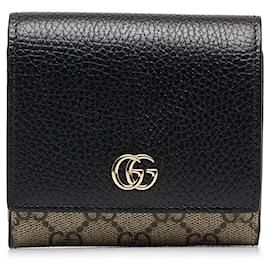 Gucci-Portefeuille court en toile Gucci GG Marmont Medium Wallet 598587 en bon état-Autre