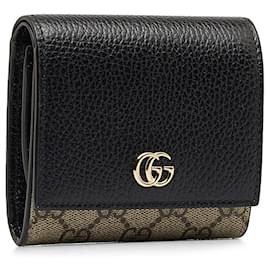 Gucci-Portefeuille court en toile Gucci GG Marmont Medium Wallet 598587 en bon état-Autre