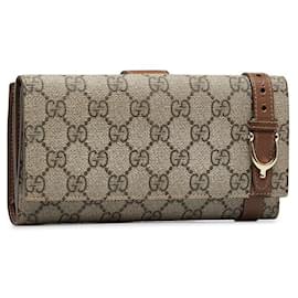 Gucci-Gucci GG Supreme Bifold Wallet Carteira Longa em Lona 309754 em boa condição-Outro