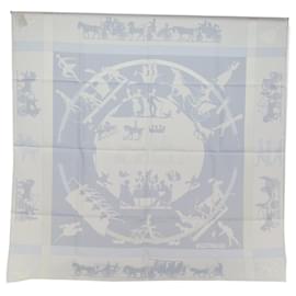 Hermès-HERMES CARRE 90 Scarf Silk White Auth 74707-White