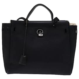 Hermès-HERMES Her bag PM Tote Bag Canvas Black Auth fm3378-Black