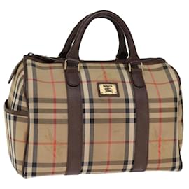 Autre Marque-Burberrys Nova Check Boston Bolsa Canvas Bege Auth bs14694-Bege